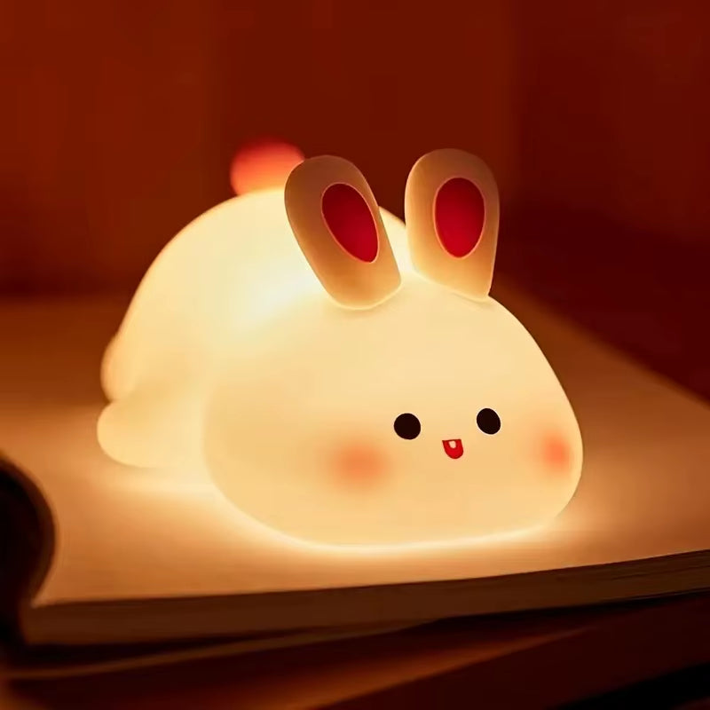 LED Night Light Silicone Rabbit Touch Sensor Lamp Cute Animal Light Bedroom Decor Gift for Kid Baby Child Table Lamp Home Decor