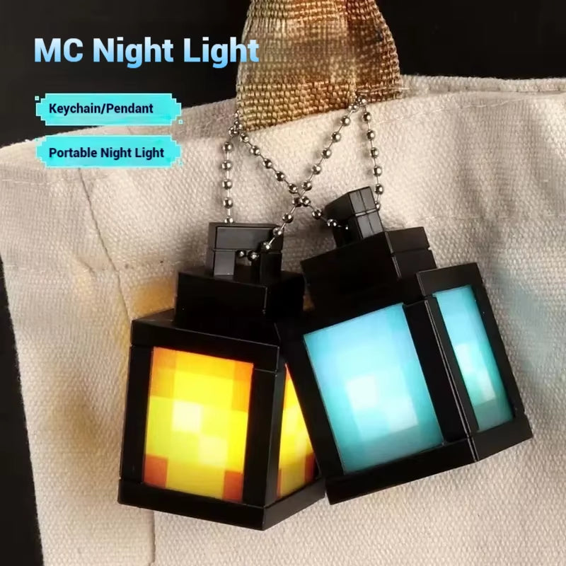 Mc Peripheral Model Mini Lantern Light Mini Keychain Luminous Soul Light Model Backpack Pendant Children'S Small Gift