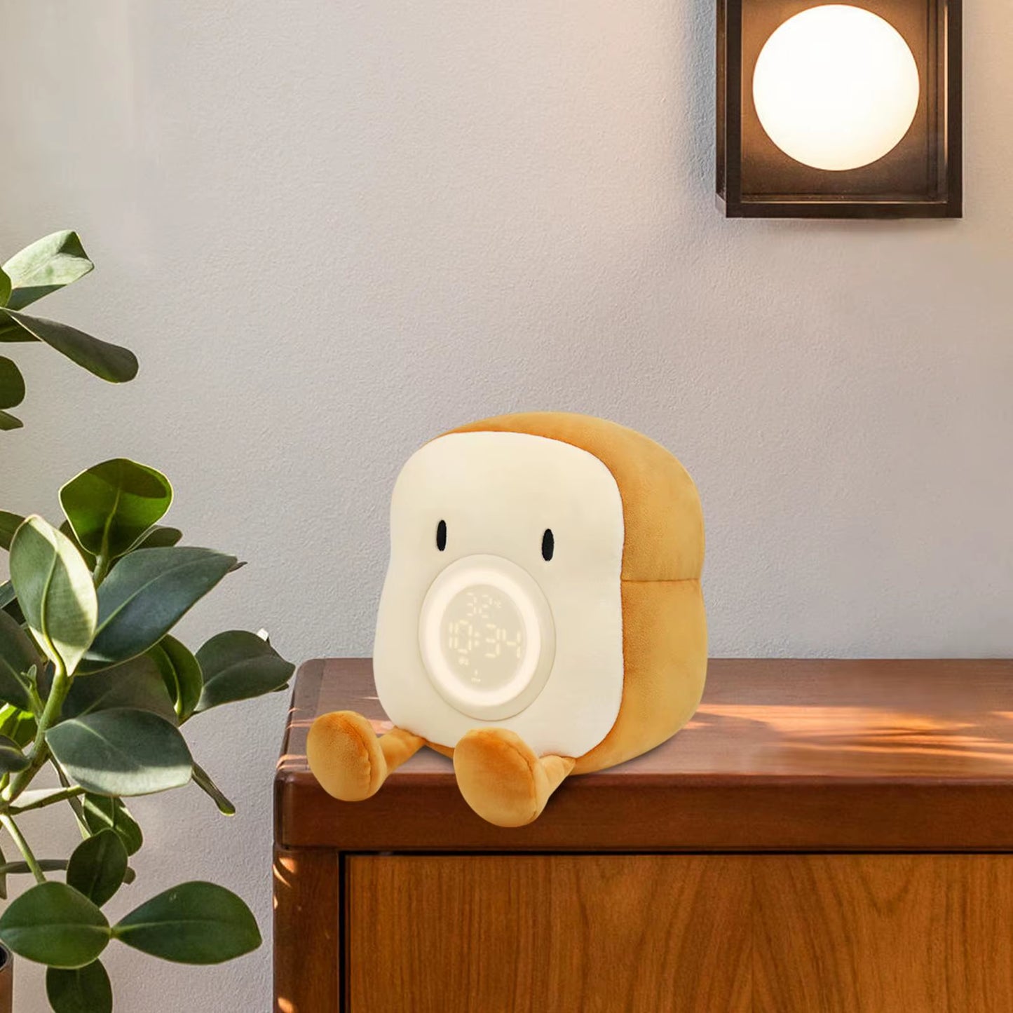 Stuffed Alarm Clock Vibration Bedside Lamp for Women Bedroom Room Decor Kids