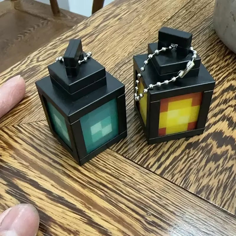 Mc Peripheral Model Mini Lantern Light Mini Keychain Luminous Soul Light Model Backpack Pendant Children'S Small Gift