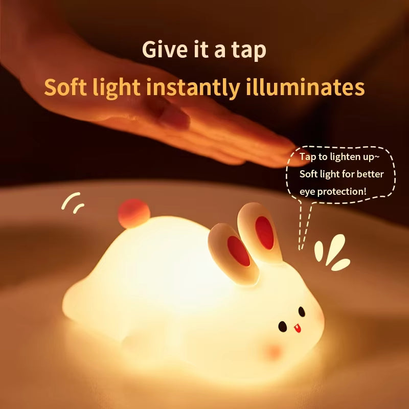 LED Night Light Silicone Rabbit Touch Sensor Lamp Cute Animal Light Bedroom Decor Gift for Kid Baby Child Table Lamp Home Decor