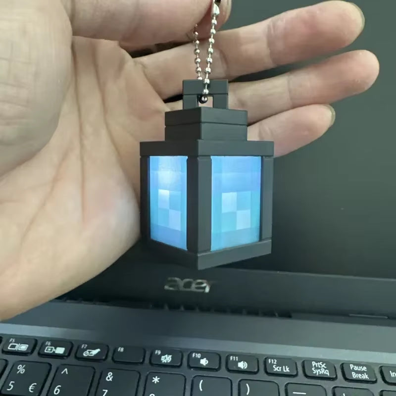 Mc Peripheral Model Mini Lantern Light Mini Keychain Luminous Soul Light Model Backpack Pendant Children'S Small Gift