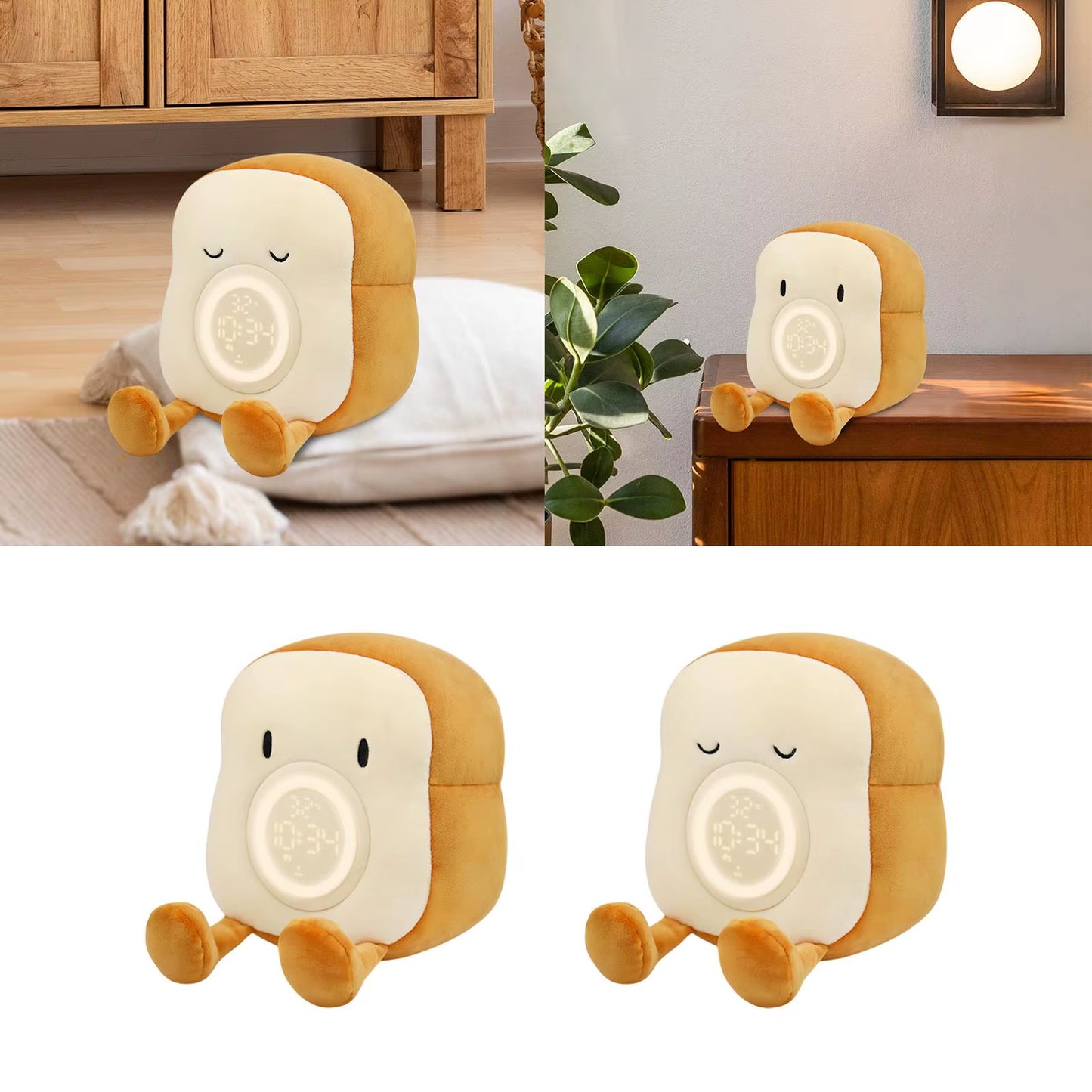 Stuffed Alarm Clock Vibration Bedside Lamp for Women Bedroom Room Decor Kids