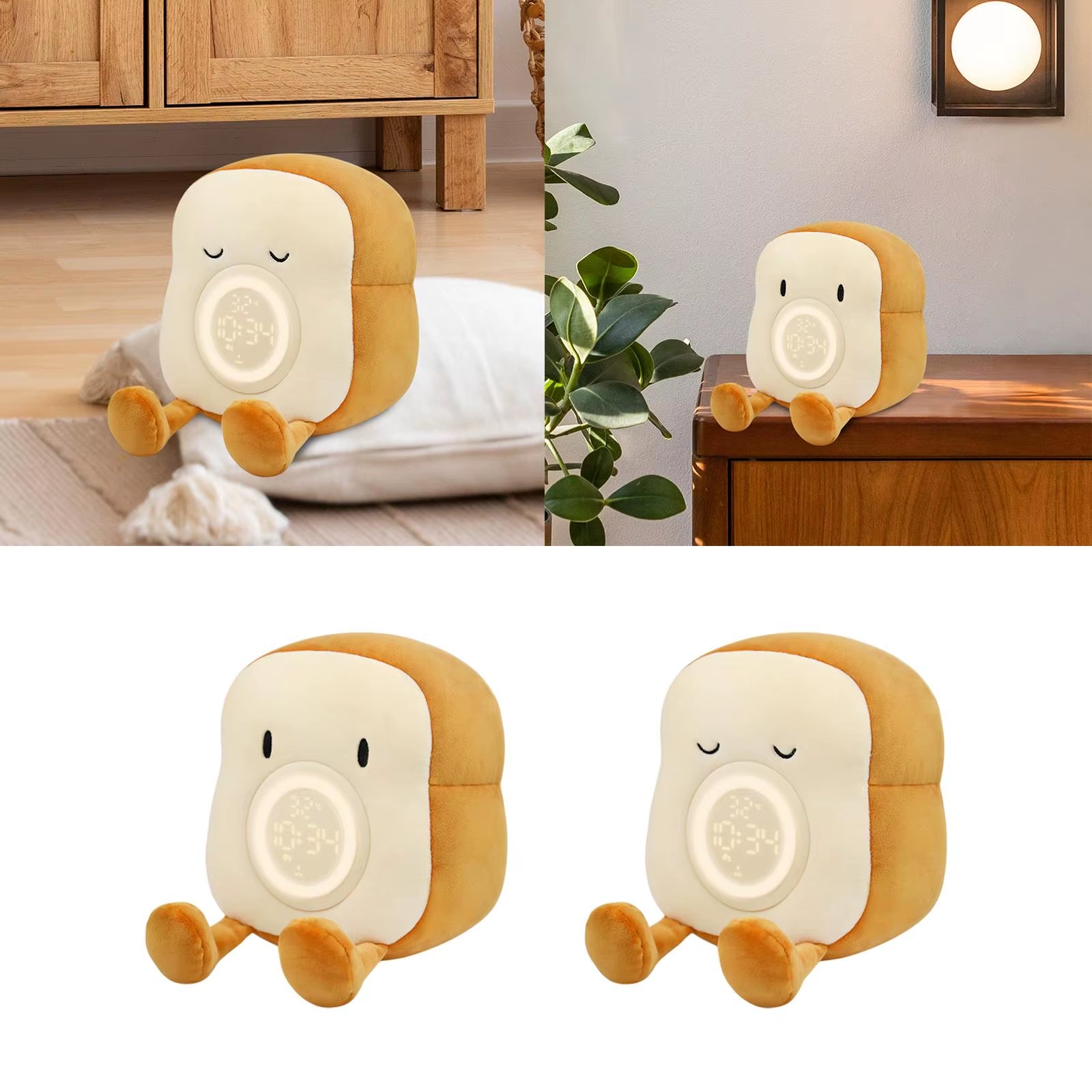 Stuffed Alarm Clock Vibration Bedside Lamp for Women Bedroom Room Decor Kids