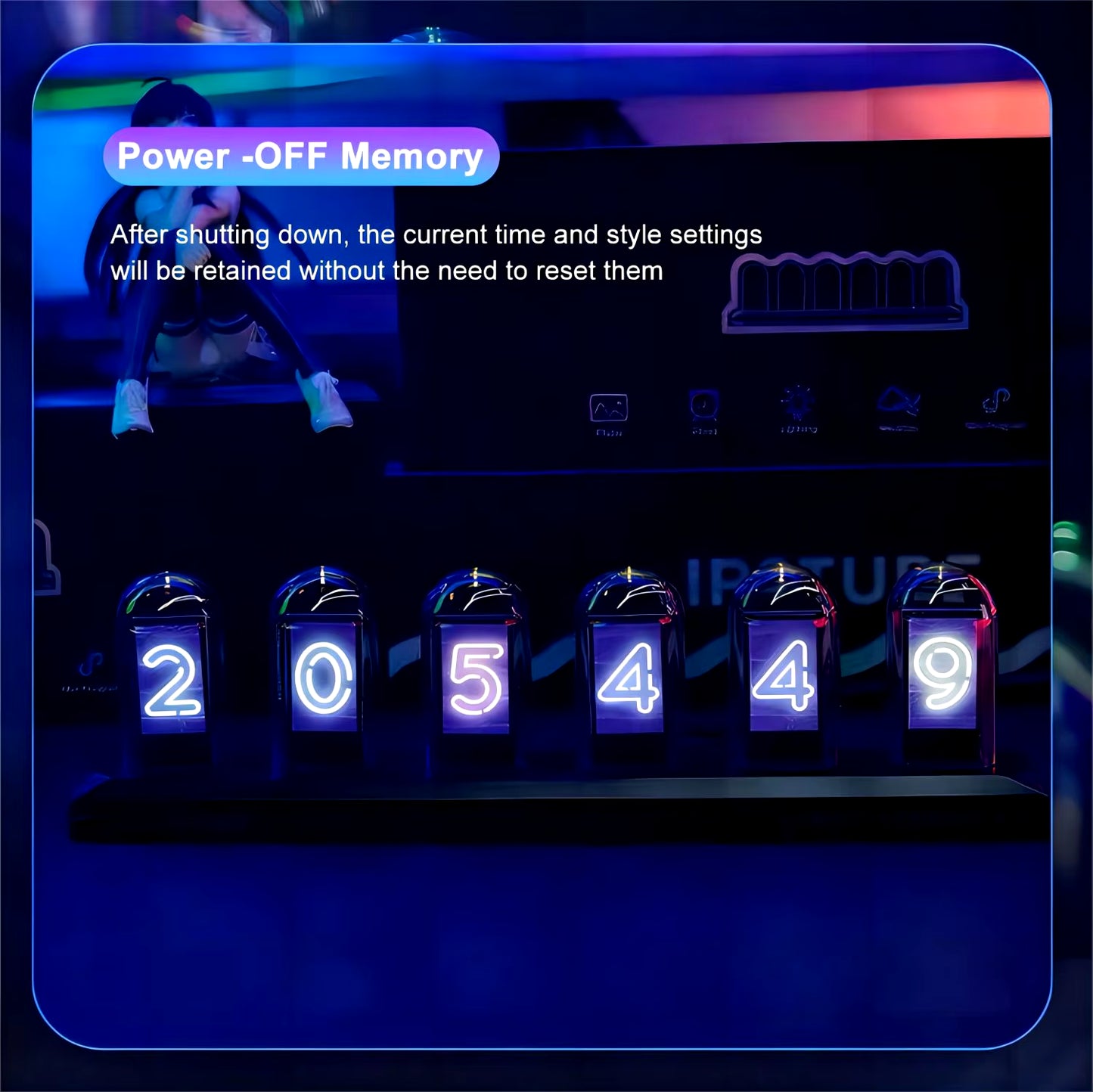 RGB Nixie Tube Clock LED Glows IPS Color Screen DIY Analog Digital Tube Night Lights Gaming Desktop Home Decoration Gift Idea