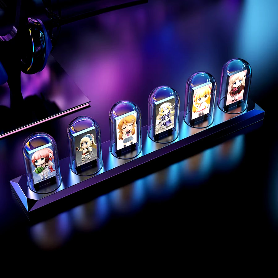 RGB Nixie Tube Clock LED Glows IPS Color Screen DIY Analog Digital Tube Night Lights Gaming Desktop Home Decoration Gift Idea