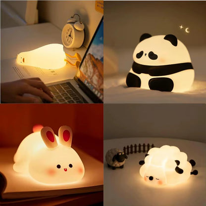 LED Night Light Silicone Rabbit Touch Sensor Lamp Cute Animal Light Bedroom Decor Gift for Kid Baby Child Table Lamp Home Decor