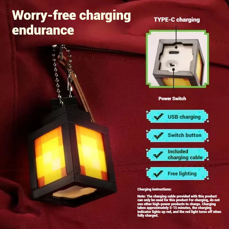 Mc Peripheral Model Mini Lantern Light Mini Keychain Luminous Soul Light Model Backpack Pendant Children'S Small Gift