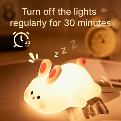 Big Face Rabbit Night Light Cute Silicone Rabbit Cartoon Soft Lamp Touch Night Light Children Sleep Light Room Decoration Gift