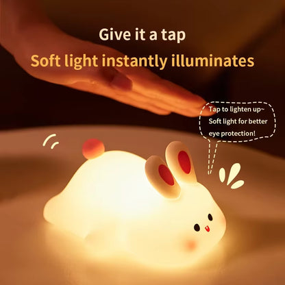 LED Night Light Silicone Rabbit Touch Sensor Lamp Cute Animal Light Bedroom Decor Gift for Kid Baby Child Table Lamp Home Decor