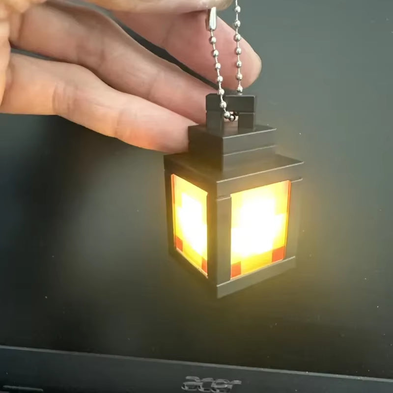 Mc Peripheral Model Mini Lantern Light Mini Keychain Luminous Soul Light Model Backpack Pendant Children'S Small Gift